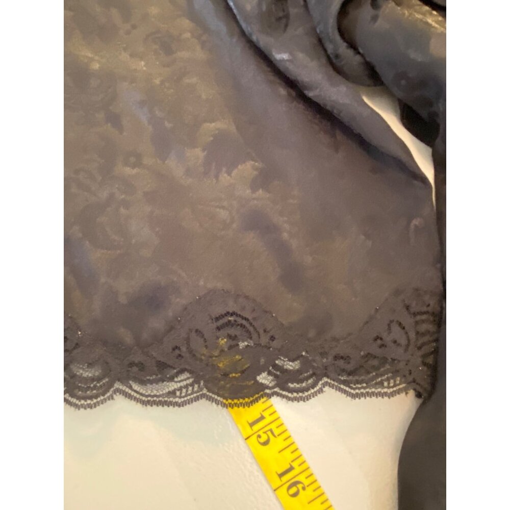 Victoria's Secret Black Satin Robe Belt Lace Sequin Accent Wrist & Neck One Size - Picture 11 of 11